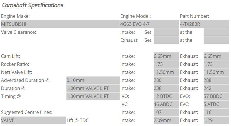 Kelford Cams - Mitsubishi Evo 4-7 4G63 Camshafts