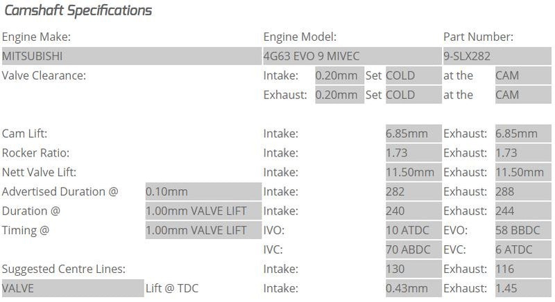 Kelford Cams - Mitsubishi EVO 9 4G63 MIVEC Solid Lifter Camshafts